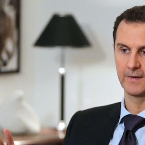 Syrian President Bashar al-Assad at an exclusive interview with AFP in the capital Damascus on February 11, 2016. (JOSEPH EID/AFP/Getty Images)