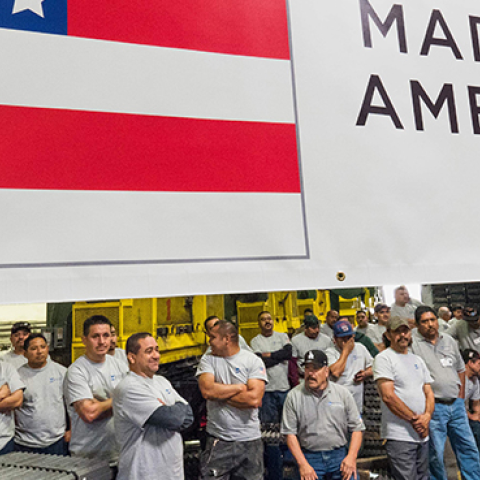 Workers at the Hollywood Bed Frame Company attend an event to mark the company's upcoming expansion, April 14, 2017 (ROBYN BECK/AFP/Getty Images)