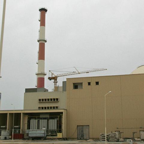 An Iranian flag is seen outside the Bushehr nuclear power plant (BEHROUZ MEHRI/AFP/Getty Images)