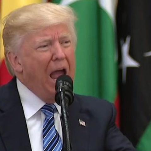 Video screenshot of President Trump as delivered his speech at the Arab Islamic American Summit Riyadh on May 21, 2017 (Whitehouse.gov)