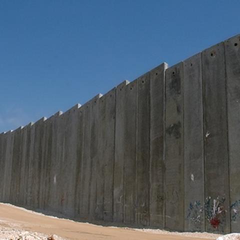 Israel's "Security Fence" is a solid wall along 5% of it's length. 10 meters high and reinforced concrete (Justin McIntosh)