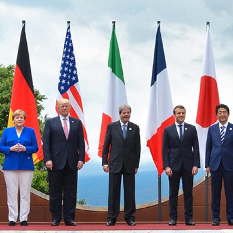 Group photo of G7 leaders at the 43rd G7 summit, Sicily, May 26, 2017 (Italian G7 Presidency 2017)