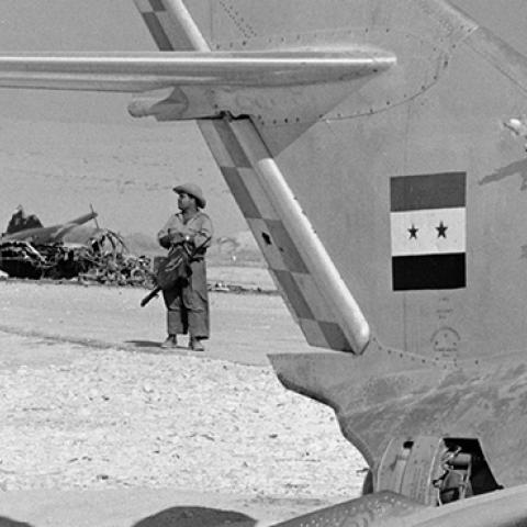 Burnt out Egyptian aircraft at El-Arish base in Sinai after a pre-emptive attack by Israelis during the Six-Day War (Terry Fincher/Getty Images)