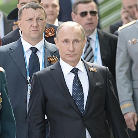 Russian President Vladimir Putin at the Tomb of the Unknown Soldier, Moscow, Russia, May 9, 2015 (Host photo agency / RIA Novosti via Getty Images)