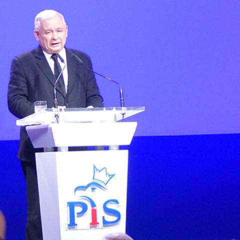 Jaroslaw Kaczynski speaks in Karkow, Poland, November 11, 2016 (Elekes Andor)
