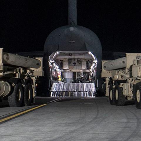 Two US Army THAAD launchers arrive in South Korea, March 5, 2017 (MSgt Jeremy Larlee)