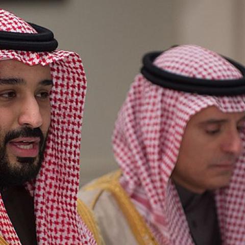 Crown Prince of Saudi Arabia Mohammad bin Salman speaks to Defense Secretary Jim Mattis at the Pentagon, March 16, 2017 (U.S. Department of Defense)