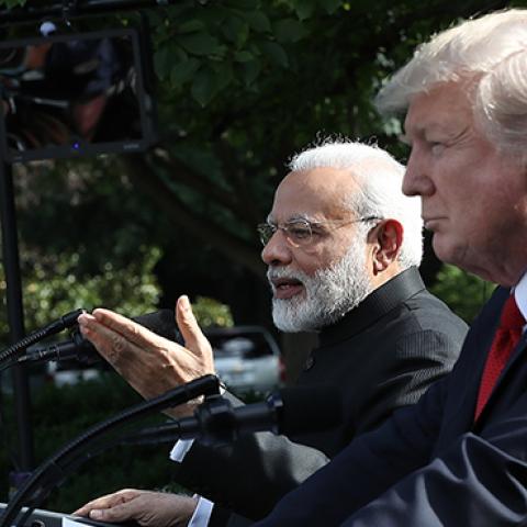 U.S. President Donald Trump and Indian Prime Minister Narendra Modi deliver joint statements in the Rose Garden of the White House June 26, 2017 (Win McNamee/Getty Images)