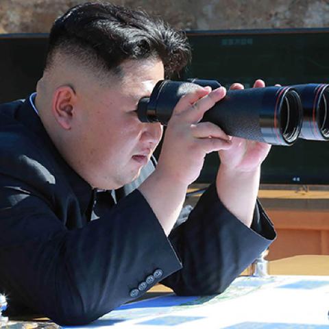North Korean leader Kim Jong-Un inspecting the test-fire of intercontinental ballistic missile Hwasong-14, July 4, 2017 (STR/AFP/Getty Images)