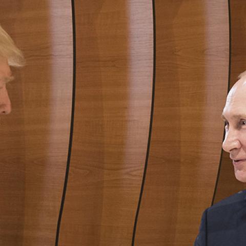 Presidents Trump and Putin at the G20 summit in Hamburg, Germany, July 7, 2017 (Steffen Kugler /BPA via Getty Images)
