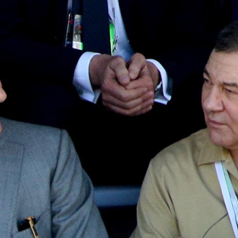 Russian billionaires Boris and Arkady Rotenberg at the 2017 Formula 1 Russian Grand Prix in Sochi, April 30, 2017 (Mikhail Svetlov/Getty Images)