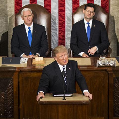 President Trump addresses a joint session of Congress, February 28, 2017 (Samuel Corum/Anadolu Agency/Getty Images)
