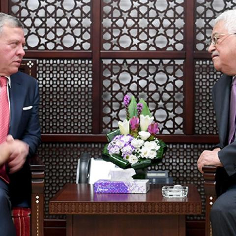 Jordanian King Abdullah II meets with Palestinian President Mahmoud Abbas in Ramallah, August 7, 2017 (PPO via Getty Images)