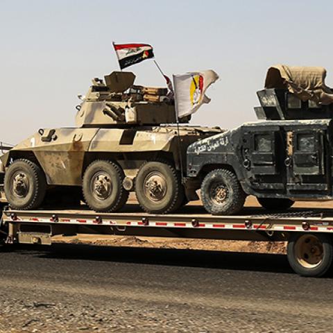 Armored combat vehicles belonging to Iraqi Popular Mobilization Units, August 31, 2017 (AHMAD AL-RUBAYE/AFP/Getty Images)