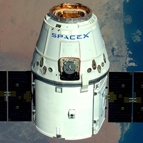 The SpaceX Dragon spacecraft passes over Dubai, April 10, 2016 (Tim Peake/ESA/NASA via Getty Images)