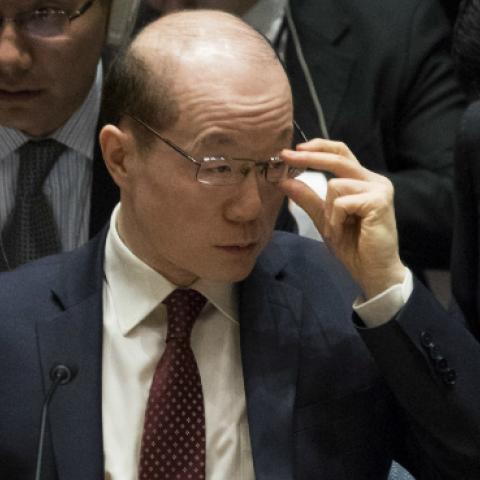 Chinese UN Ambassador Liu Jieyi speaks a meeting of the United Nations Security Council concerning North Korea, September 11, 2017 (Drew Angerer/Getty Images)
