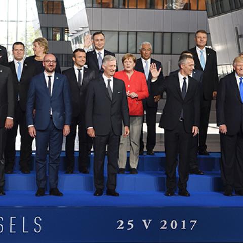 World leaders gather at the 2017 NATO Summit in Brussels, May 25, 2017 (ERIC FEFERBERG/AFP/Getty Images)