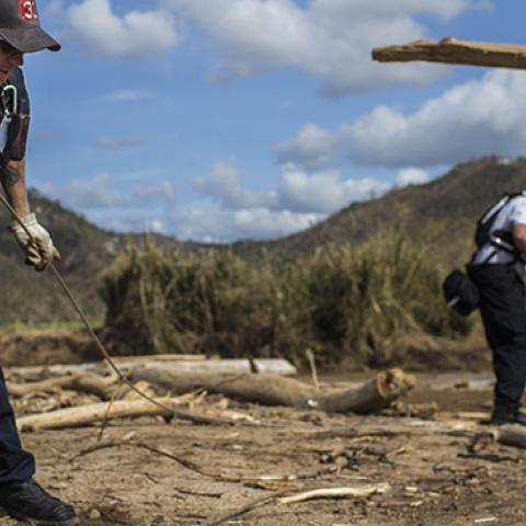 FEMA first responders survey the San Lorenzo River area, Puerto Rico, September 25, 2017 (Dennis M. Rivera Pichardo for The Washington Post via Getty Images)