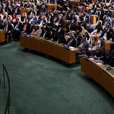 President Trump addresses the UN General Assembly, September 19, 2017 (JEWEL SAMAD/AFP/Getty Images)
