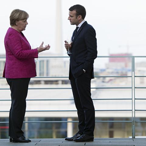 Angela Merkel and Emmanuel Macron in Berlin, May 15, 2017 (Guido Bergmann/Bundesregierung via Getty Images)