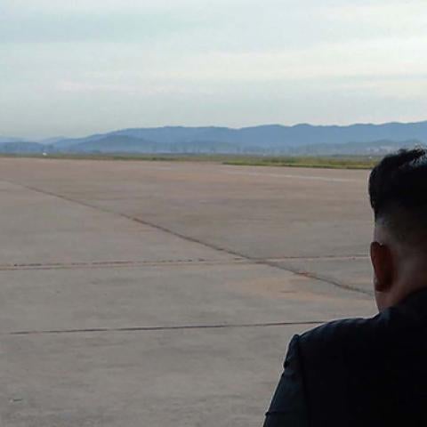 North Korean leader Kim Jong-Un inspecting a launching drill of the medium-and-long range strategic ballistic rocket Hwasong-12, September 16, 2017 (STR/AFP/Getty Images)