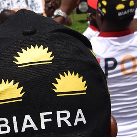 Supporters gather in Abidjan, during a ceremony marking the 50 years to the day since an independent republic of Biafra was declared, May 30, 2017 (SIA KAMBOU/AFP/Getty Images)