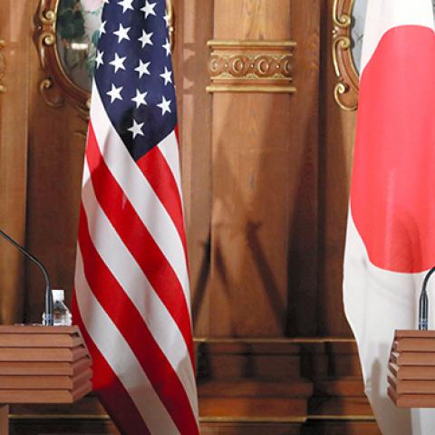 President Donald Trump and Japanese Prime Minister Shinzo Abe attend a joint press conference in Tokyo, November 6, 2017 (The Asahi Shimbun via Getty Images)
