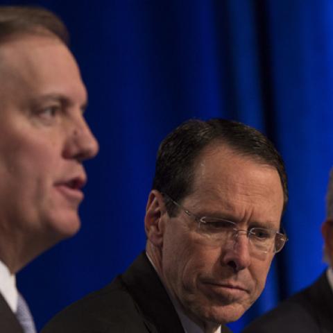 AT&T CEO and Executive VP discuss Justice Dept. lawsuit over company's Time Warner merger (Amir Levy/Getty Images)