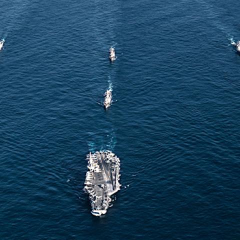 USS Ronald Reagan, USS Theodore Roosevelt and USS Nimitz and their strike groups, November 12, 2017 (U.S. Navy)