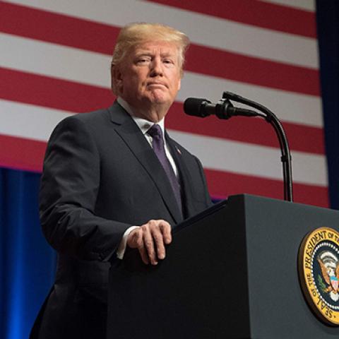 President Trump outlines National Security Strategy in Washington DC, December 18, 2017 (SAUL LOEB/AFP/Getty Images)