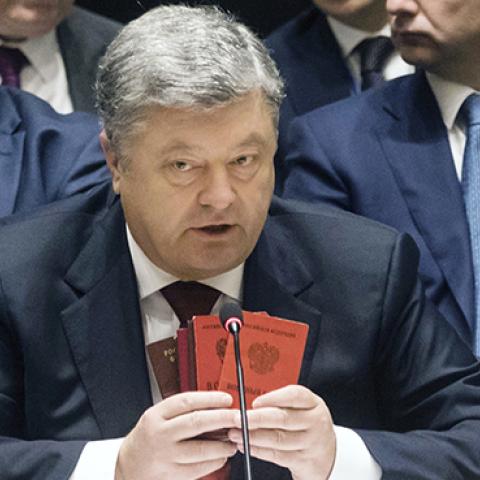 Ukrainian President Poroshenko at a meeting of the UN Security Council discussing peacekeeping operations, September 20, 2017 (Mikhail Palinchak\TASS via Getty Images)