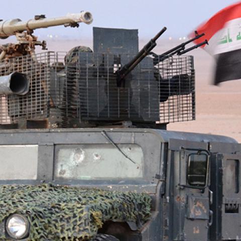 Iraqi rapid intervention forces advance as they take part in an operation against Islamic State (IS) group jihadists east of Tuz Khurmatu, February 7, 2018 (MAHMUD SALEH/AFP/Getty Images)