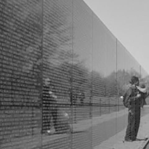 The Vietnam Veterans Memorial wall in Washington DC (Library of Congress)
