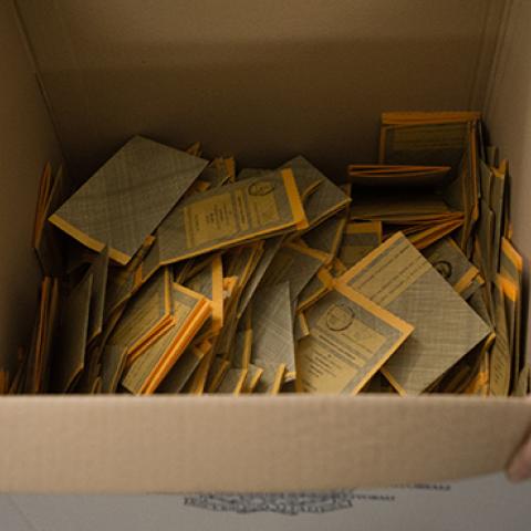 A box containing ballots for the Italian elections, March 4, 2018 (Claudio Menna/Pacific Press/LightRocket via Getty Images)
