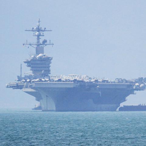 The USS Carl Vinson pulls into port in Danang, March 5, 2018 (LINH PHAM/AFP/Getty Images)