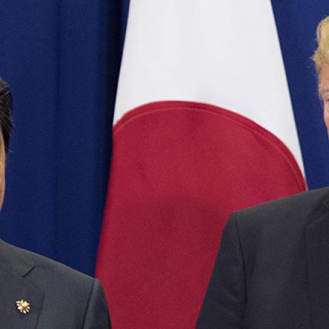 Prime Minister Abe and President Trump at the ASEAN Summit in Manila, November 13, 2017 (JIM WATSON/AFP/Getty Images)