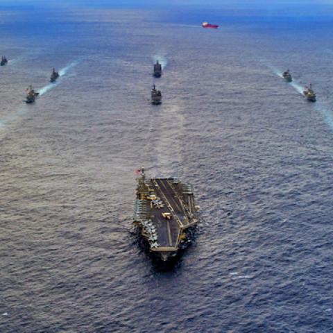 U.S. and Japanese naval forces participate in the Keen Sword 15 joint exercise in 2014 (Photo 12/ UIG via Getty Images)