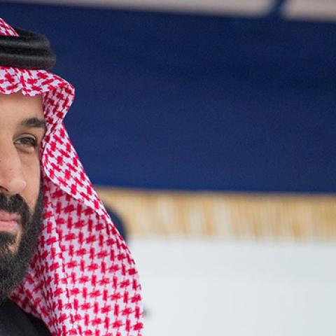 Saudi Crown Prince Mohammad bin Salman during visit to the UK, March 9, 2018 (Bandar Algaloud / Saudi Kingdom Council / Handout/Anadolu Agency/Getty Images)