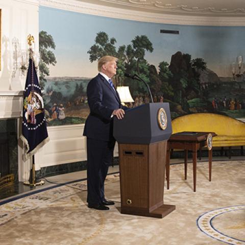 President Trump delivers remarks on the Joint Comprehensive Plan of Action, May 8, 2018 (Official White House Photo by Shealah Craighead)