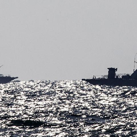 Israeli Navy vessels patrolling the Gaza border in 2014 (JACK GUEZ/AFP/Getty Images)