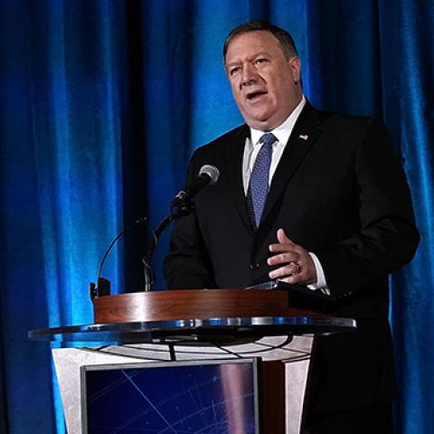 U.S. Secretary of State Mike Pompeo speaks during the Indo-Pacific Business Forum at the U.S. Chamber of Commerce, July 30, 2018 (Alex Wong/Getty Images)
