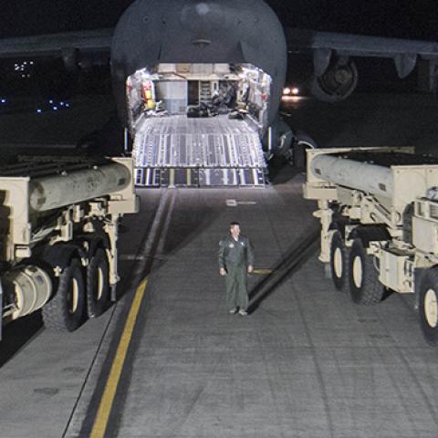 THAAD missile system deployed to South Korea, March 7, 2017 (NurPhoto)