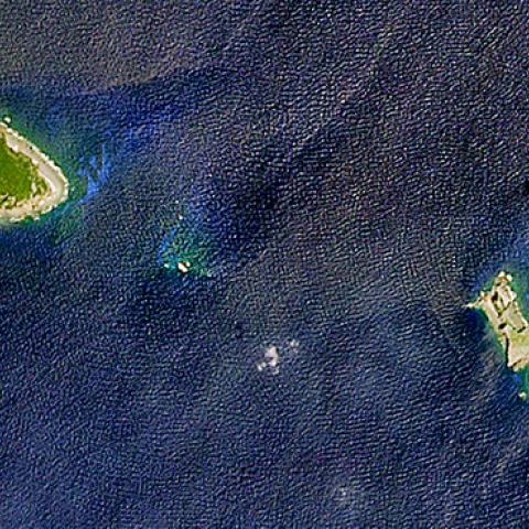 Satellite image of the Senkaku Islands, April 1, 2016 (USGS/NASA Landsat/Orbital Horizon/Gallo Images/Getty Images)