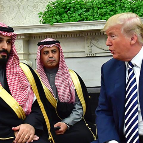 President Donald Trump meets Crown Prince Mohammed bin Salman of the Kingdom of Saudi Arabia in the Oval Office at the White House on March 20, 2018 in Washington, D.C. (Photo by Kevin Dietsch-Pool/Getty Images)