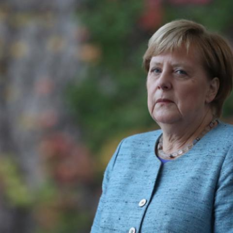German Chancellor Angela Merkel waits for the arrival of a foreign dignitary on October 30, 2018 in Berlin. (Photo by Sean Gallup/Getty Images)