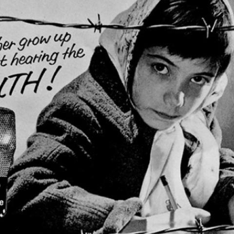 An advertisement for Radio Free Europe from the 1950s. 