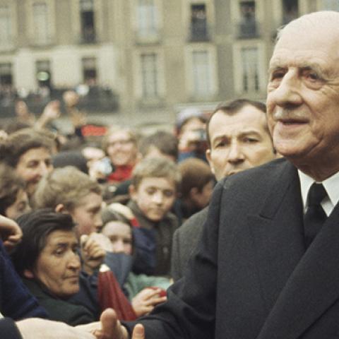 French President General Charles de Gaulle travels through Brittany. (Photo by Henri Bureau/Corbis/VCG via Getty Images)