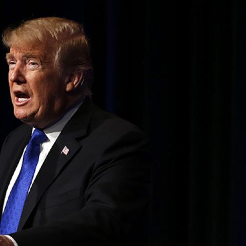 U.S. President Donald Trump speaks during a Missile Defense Review announcement on January 17, 2019 at the Pentagon, in Arlington, Virginia. (Martin H. Simon/Getty Images)