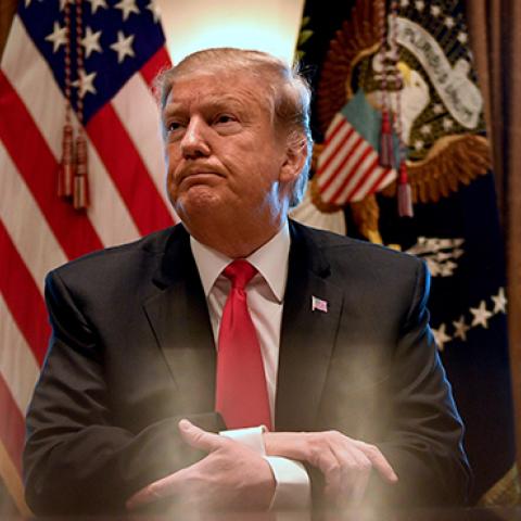 U.S. President Donald Trump meets to discuss fighting human trafficking on the southern border on February 1, 2019 in Washington, DC. (JIM WATSON/AFP/Getty Images)