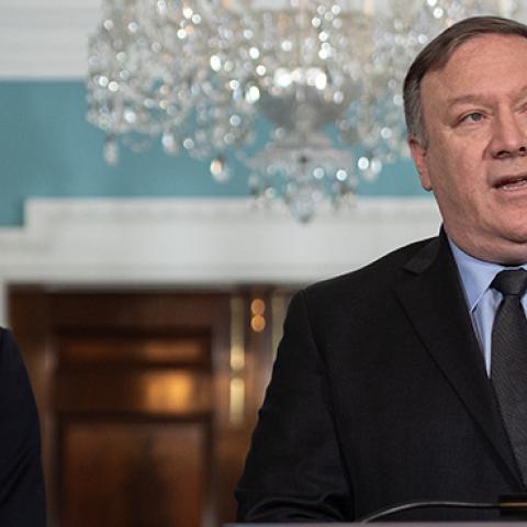 U.S. Secretary of State Mike Pompeo announces Steve Biegun as special representative to North Korea at the State Department in Washington, DC, on August 23, 2018. (NICHOLAS KAMM/AFP/Getty Images)